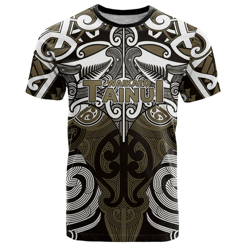 Personalised Maori Waikato Tainui T Shirt Silver Fern Kowhaiwhai Art