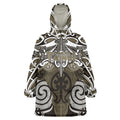 Personalised Maori Waikato Tainui Wearable Blanket Hoodie Silver Fern Kowhaiwhai Art