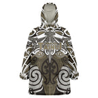 Personalised Maori Waikato Tainui Wearable Blanket Hoodie Silver Fern Kowhaiwhai Art
