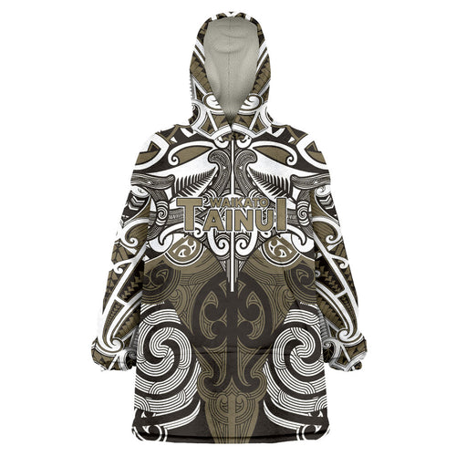 Personalised Maori Waikato Tainui Wearable Blanket Hoodie Silver Fern Kowhaiwhai Art