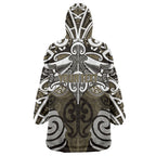 Personalised Maori Waikato Tainui Wearable Blanket Hoodie Silver Fern Kowhaiwhai Art