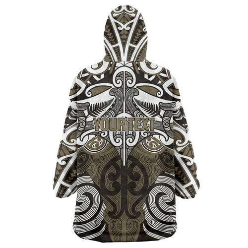 Personalised Maori Waikato Tainui Wearable Blanket Hoodie Silver Fern Kowhaiwhai Art