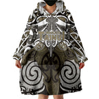 Personalised Maori Waikato Tainui Wearable Blanket Hoodie Silver Fern Kowhaiwhai Art