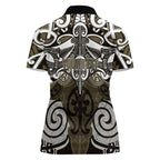Personalised Maori Waikato Tainui Women Polo Shirt Silver Fern Kowhaiwhai Art
