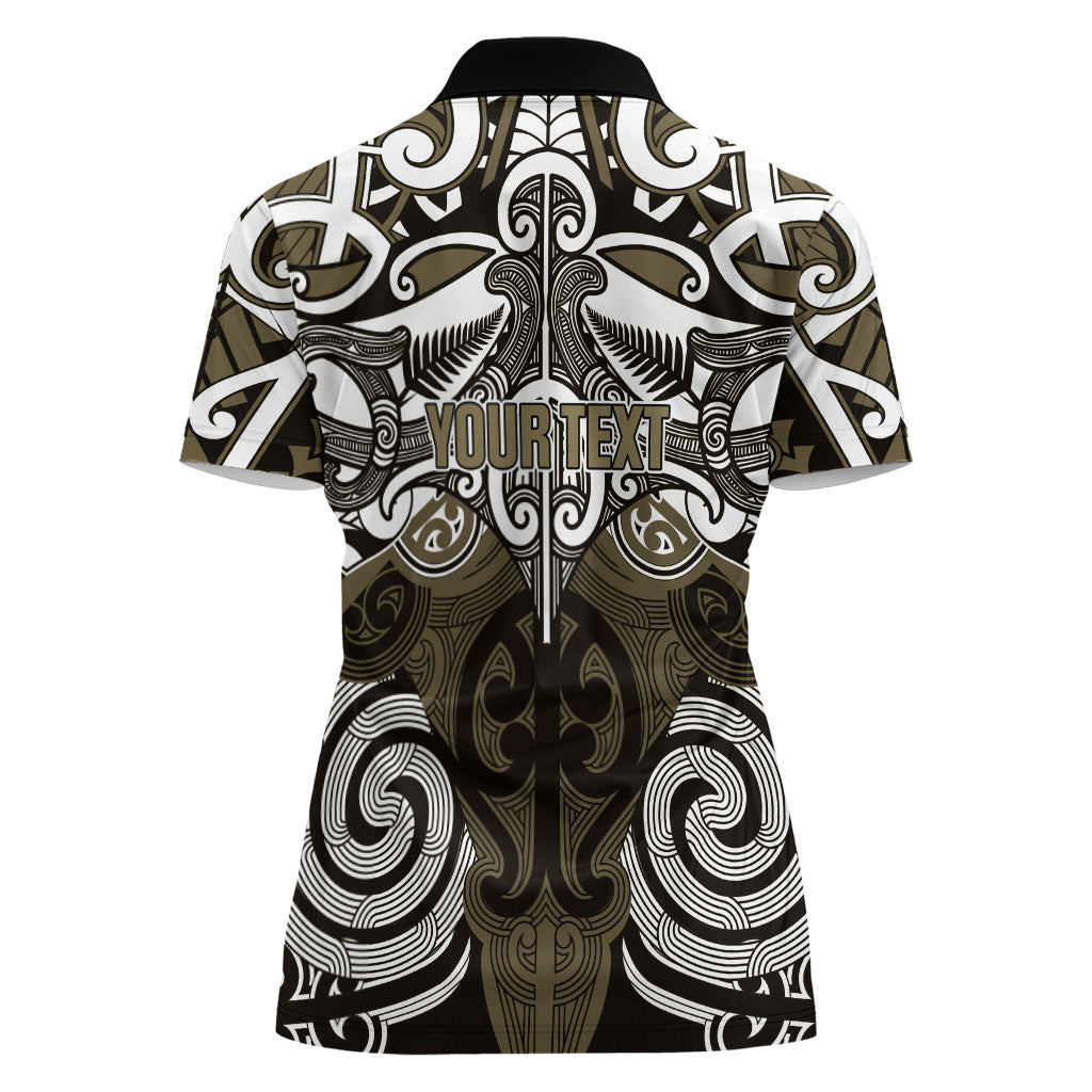Personalised Maori Waikato Tainui Women Polo Shirt Silver Fern Kowhaiwhai Art