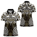 Personalised Maori Waikato Tainui Women Polo Shirt Silver Fern Kowhaiwhai Art