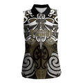 Personalised Maori Waikato Tainui Women Sleeveless Polo Shirt Silver Fern Kowhaiwhai Art