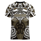 Personalised Maori Waikato Tainui Women V-Neck T-Shirt Silver Fern Kowhaiwhai Art