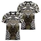 Personalised Maori Waikato Tainui Women V-Neck T-Shirt Silver Fern Kowhaiwhai Art