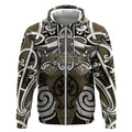 Personalised Maori Waikato Tainui Zip Hoodie Silver Fern Kowhaiwhai Art