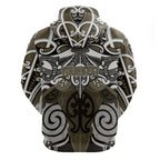Personalised Maori Waikato Tainui Zip Hoodie Silver Fern Kowhaiwhai Art