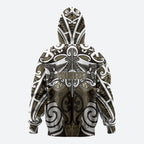 Personalised Maori Waikato Tainui Zip Hoodie Silver Fern Kowhaiwhai Art