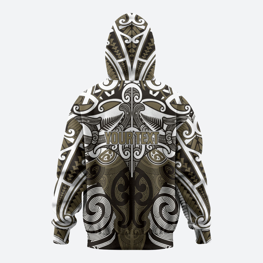 Personalised Maori Waikato Tainui Zip Hoodie Silver Fern Kowhaiwhai Art