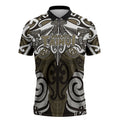 Personalised Maori Waikato Tainui Zipper Polo Shirt Silver Fern Kowhaiwhai Art