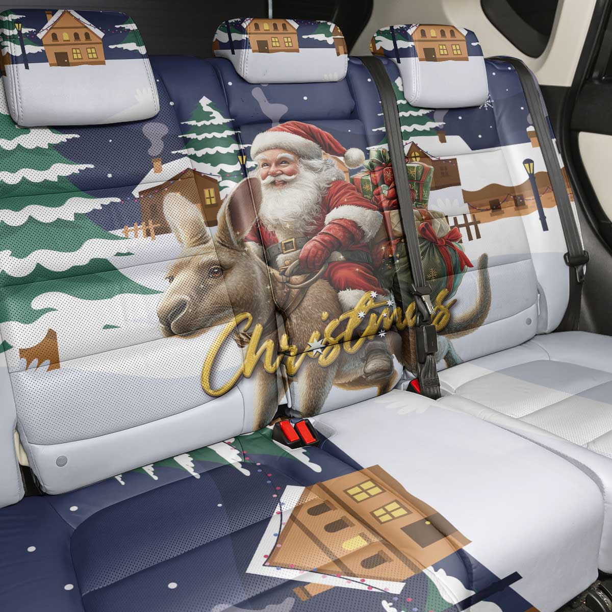 Kangaroo Australia Christmas Back Car Seat Cover Xmas Pattern