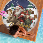 Kangaroo Australia Christmas Beach Blanket Xmas Pattern