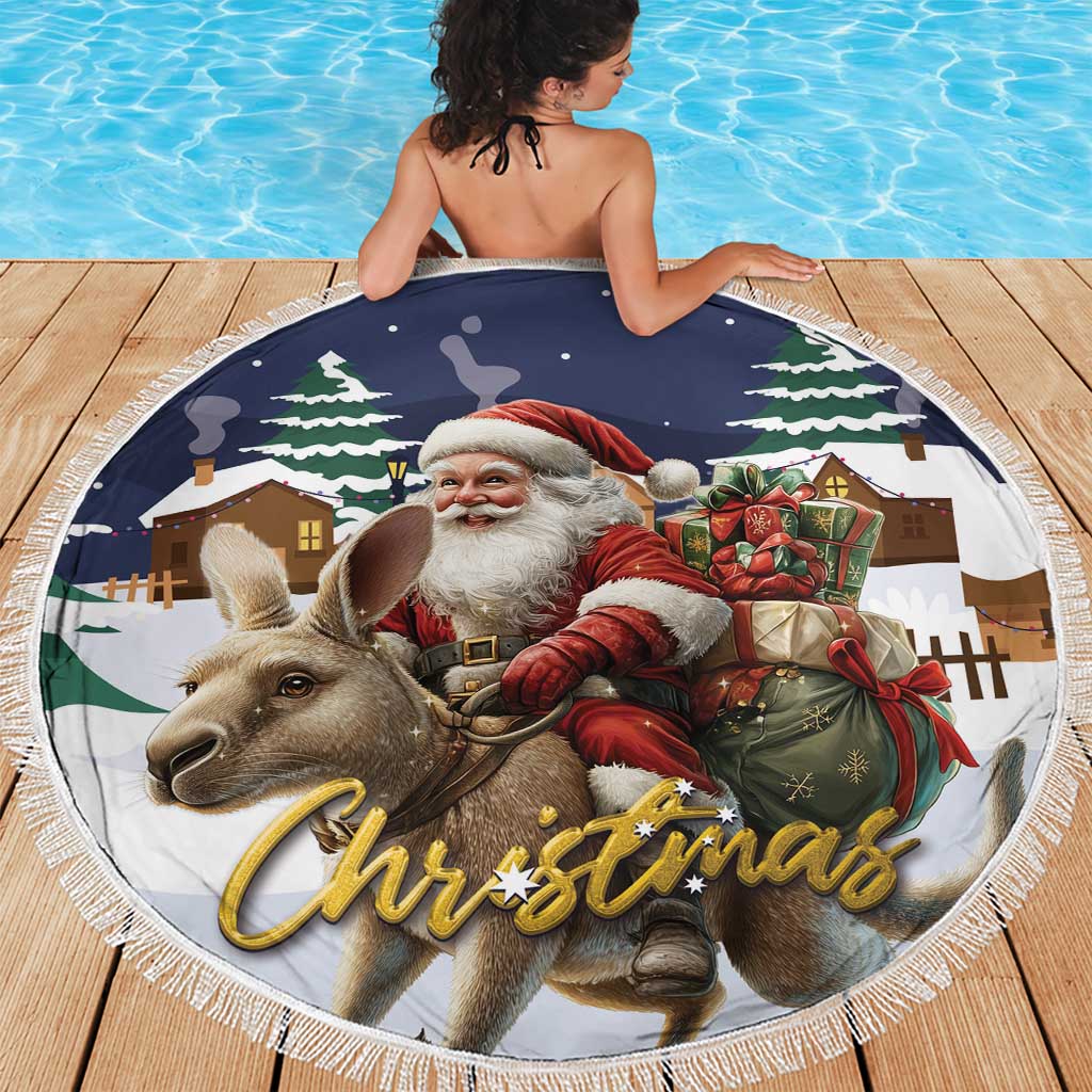 Kangaroo Australia Christmas Beach Blanket Xmas Pattern