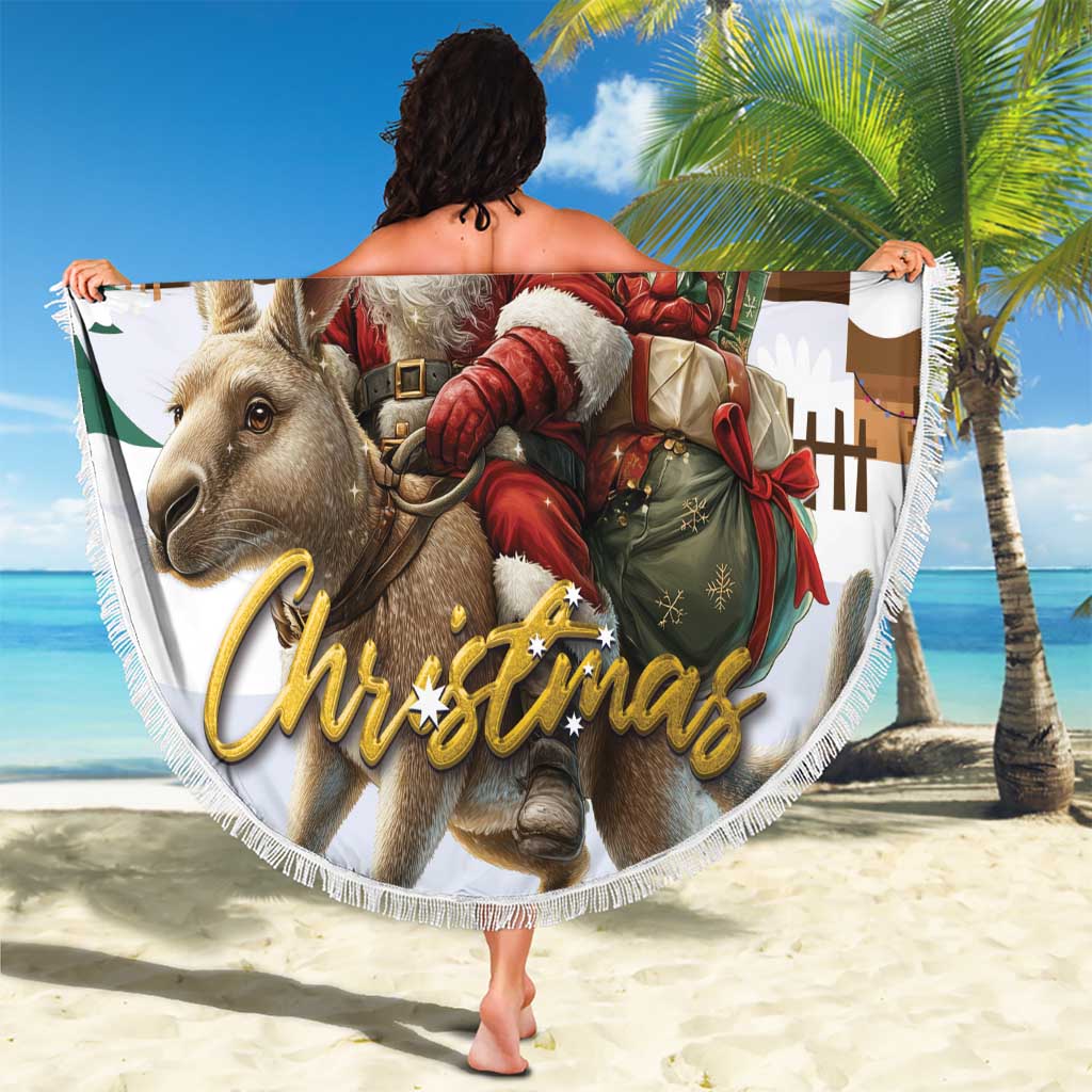 Kangaroo Australia Christmas Beach Blanket Xmas Pattern