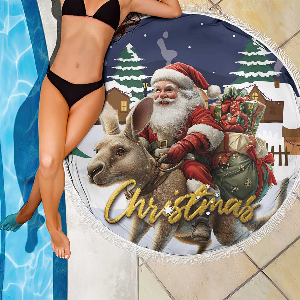 Kangaroo Australia Christmas Beach Blanket Xmas Pattern