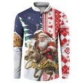Kangaroo Australia Christmas Button Sweatshirt Xmas Pattern