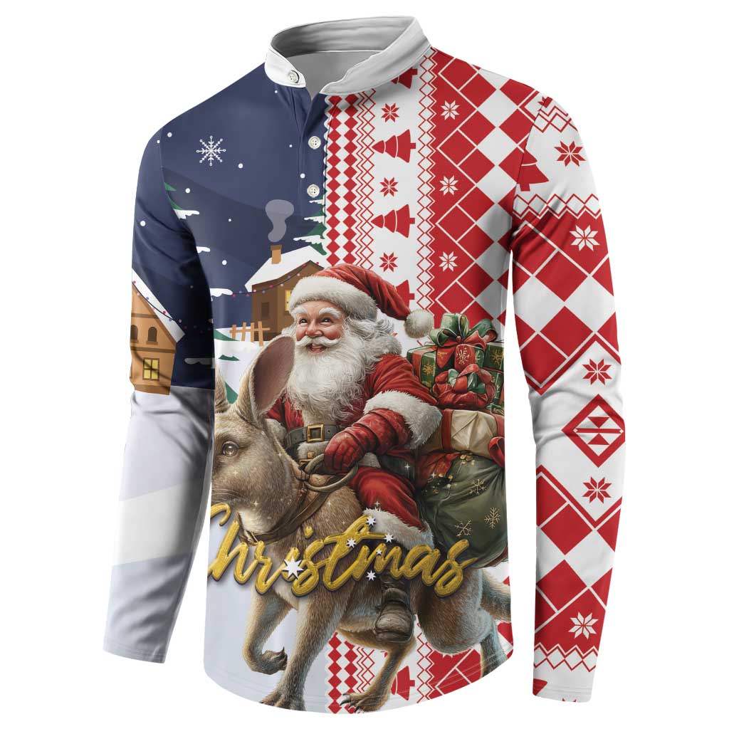 Kangaroo Australia Christmas Button Sweatshirt Xmas Pattern