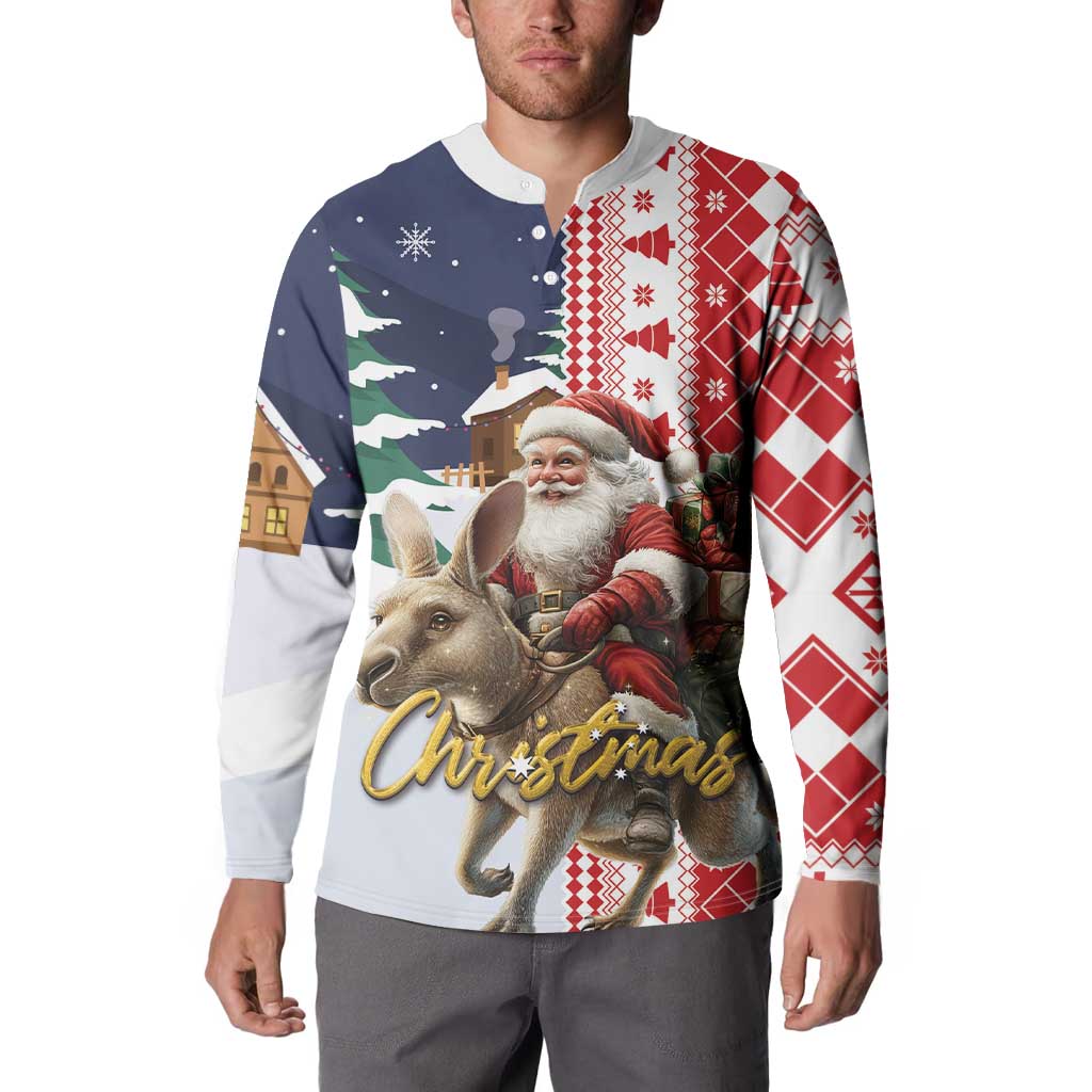 Kangaroo Australia Christmas Button Sweatshirt Xmas Pattern