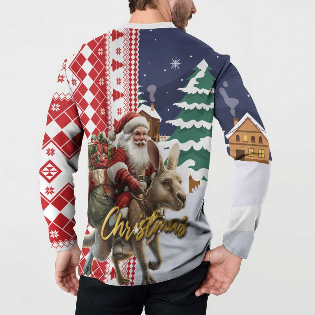 Kangaroo Australia Christmas Button Sweatshirt Xmas Pattern