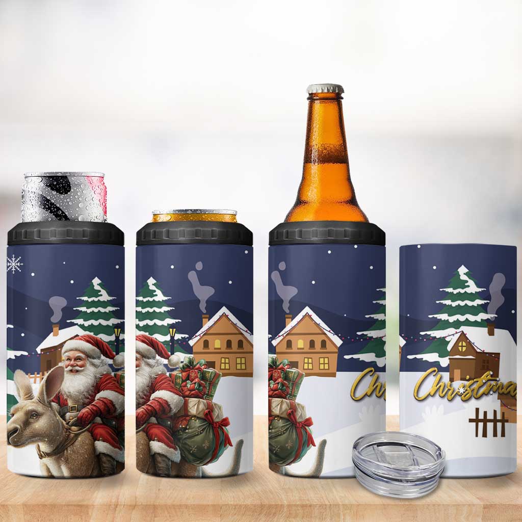 Kangaroo Australia Christmas 4 in 1 Can Cooler Tumbler Xmas Pattern