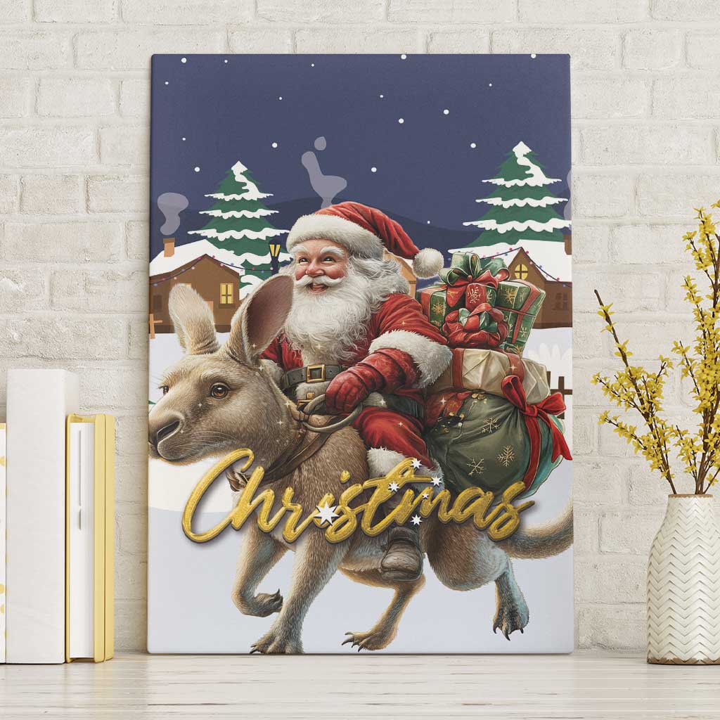 Kangaroo Australia Christmas Canvas Wall Art Xmas Pattern
