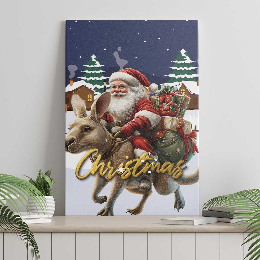 Kangaroo Australia Christmas Canvas Wall Art Xmas Pattern