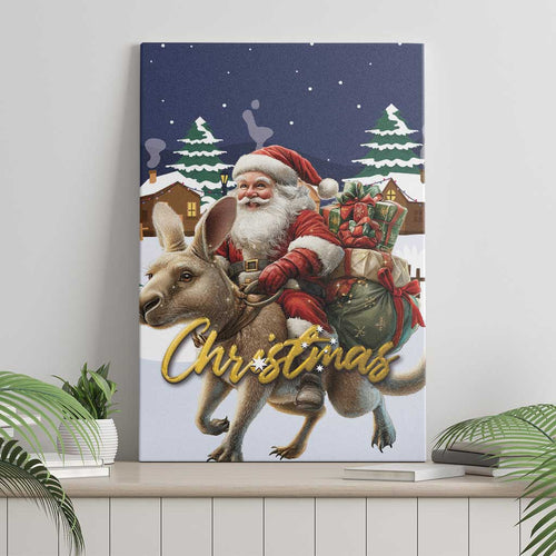 Kangaroo Australia Christmas Canvas Wall Art Xmas Pattern