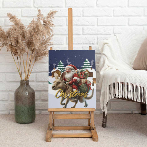 Kangaroo Australia Christmas Canvas Wall Art Xmas Pattern