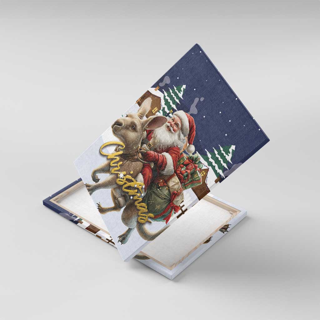 Kangaroo Australia Christmas Canvas Wall Art Xmas Pattern