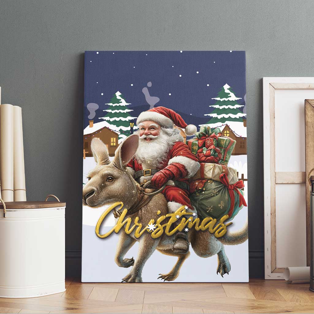 Kangaroo Australia Christmas Canvas Wall Art Xmas Pattern