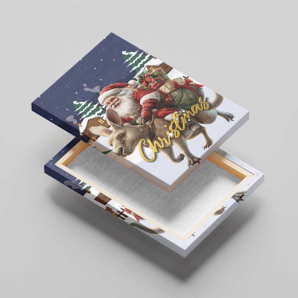 Kangaroo Australia Christmas Canvas Wall Art Xmas Pattern