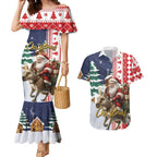 Kangaroo Australia Christmas Couples Matching Mermaid Dress and Hawaiian Shirt Xmas Pattern
