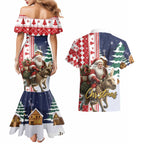 Kangaroo Australia Christmas Couples Matching Mermaid Dress and Hawaiian Shirt Xmas Pattern