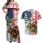 Kangaroo Australia Christmas Couples Matching Off Shoulder Maxi Dress and Hawaiian Shirt Xmas Pattern