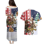 Kangaroo Australia Christmas Couples Matching Puletasi and Hawaiian Shirt Xmas Pattern