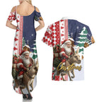 Kangaroo Australia Christmas Couples Matching Summer Maxi Dress and Hawaiian Shirt Xmas Pattern