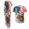 Kangaroo Australia Christmas Couples Matching Tank Maxi Dress and Hawaiian Shirt Xmas Pattern