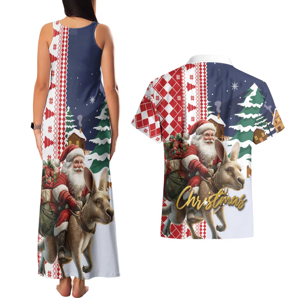 Kangaroo Australia Christmas Couples Matching Tank Maxi Dress and Hawaiian Shirt Xmas Pattern