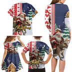Kangaroo Australia Christmas Family Matching Long Sleeve Bodycon Dress and Hawaiian Shirt Xmas Pattern