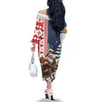 Kangaroo Australia Christmas Family Matching Off The Shoulder Long Sleeve Dress and Hawaiian Shirt Xmas Pattern