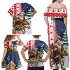 Kangaroo Australia Christmas Family Matching Off Shoulder Maxi Dress and Hawaiian Shirt Xmas Pattern