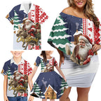 Kangaroo Australia Christmas Family Matching Off Shoulder Short Dress and Hawaiian Shirt Xmas Pattern