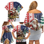 Kangaroo Australia Christmas Family Matching Off Shoulder Short Dress and Hawaiian Shirt Xmas Pattern