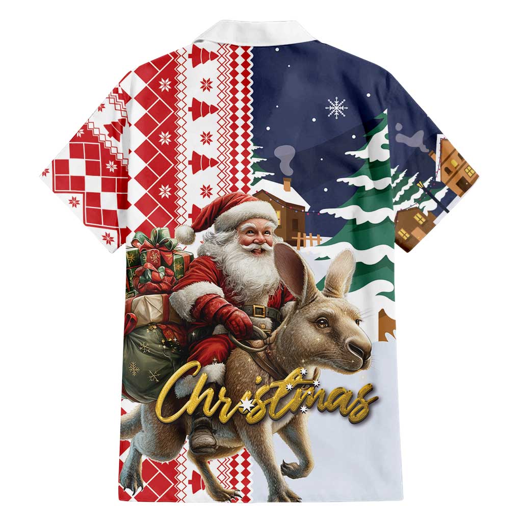 Kangaroo Australia Christmas Family Matching Off Shoulder Short Dress and Hawaiian Shirt Xmas Pattern
