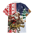 Kangaroo Australia Christmas Family Matching Off Shoulder Short Dress and Hawaiian Shirt Xmas Pattern