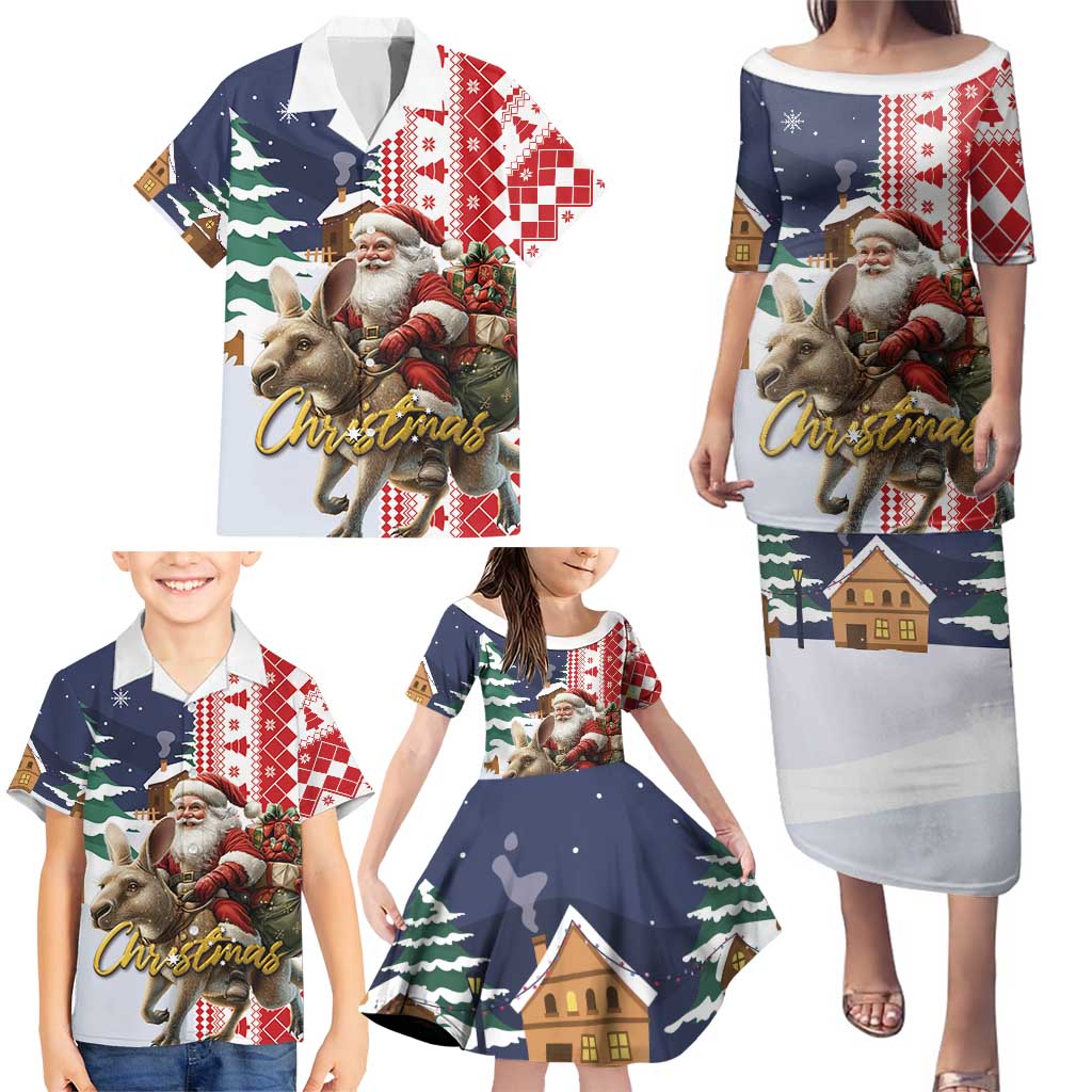 Kangaroo Australia Christmas Family Matching Puletasi and Hawaiian Shirt Xmas Pattern
